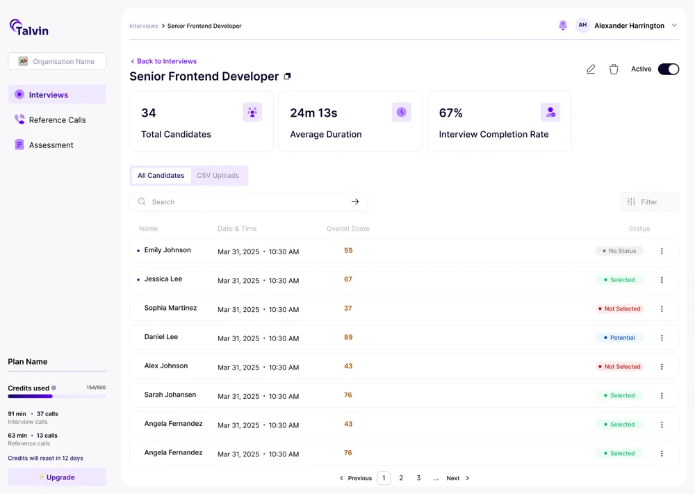 Talvin screening walkthrough