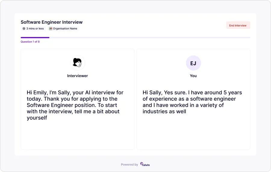 Sally running a voice interview